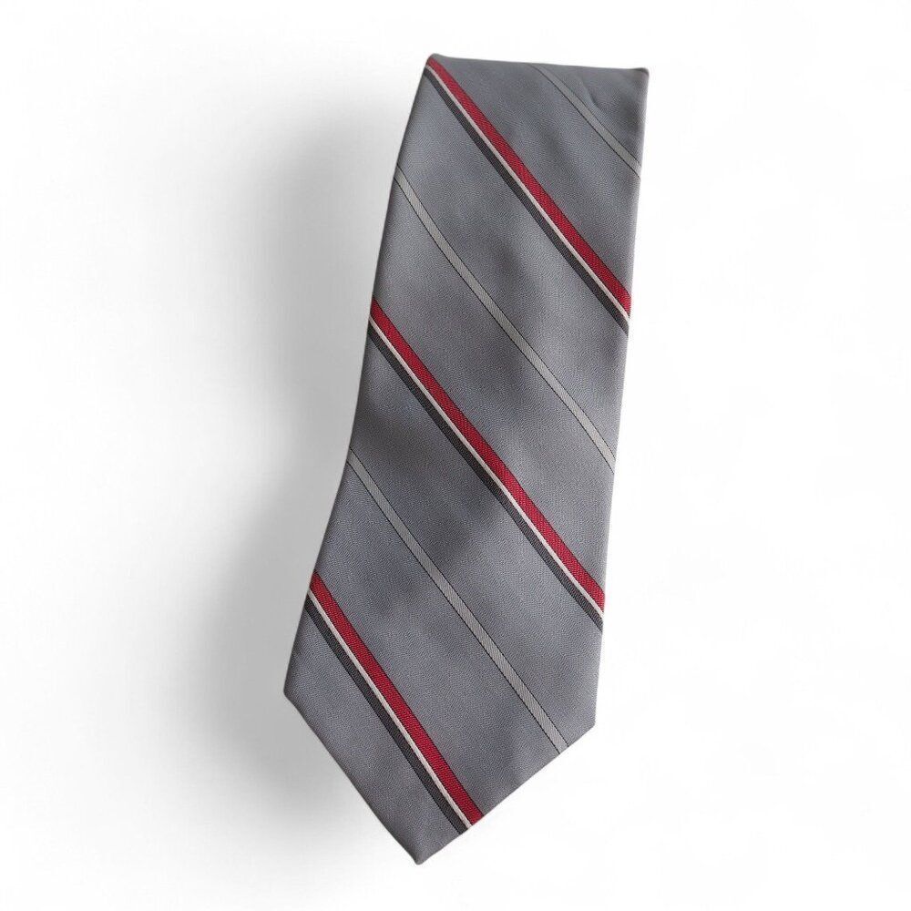 American Edition Vintage Made in USA‎ Diagonal Stripe Tie Grey / Red